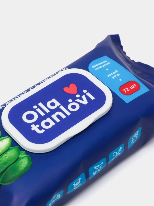 Влажные салфетки Oila tanlovi "Алоэ", 72 шт