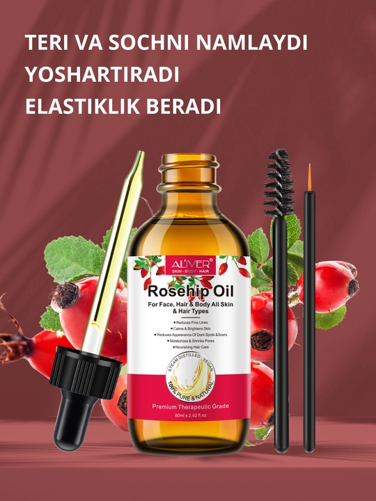 Soch, soqol, tirnoq, teri, kipriklar, o‘sish uchun rozmarin moyi, 17 xil, 60 ml