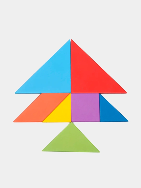 Ta'limiy yog'och jumboq o'yini Tangram, magnitli, tangram vazifalar bilan, tetris