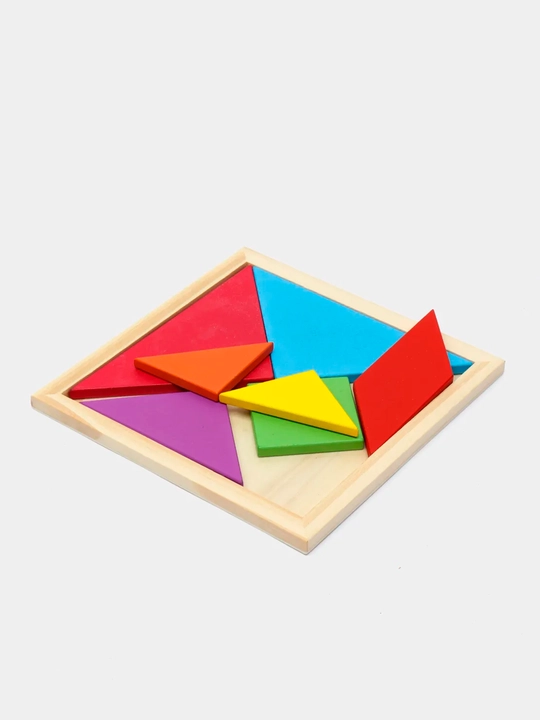 Ta'limiy yog'och jumboq o'yini Tangram, magnitli, tangram vazifalar bilan, tetris