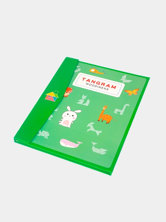 Ta'limiy yog'och jumboq o'yini Tangram, magnitli, tangram vazifalar bilan, tetris