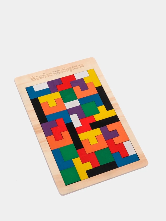 Ta'limiy yog'och jumboq o'yini Tangram, magnitli, tangram vazifalar bilan, tetris