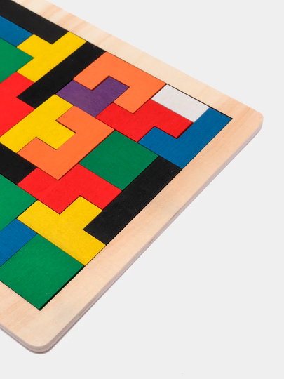 Ta'limiy yog'och jumboq o'yini Tangram, magnitli, tangram vazifalar bilan, tetris