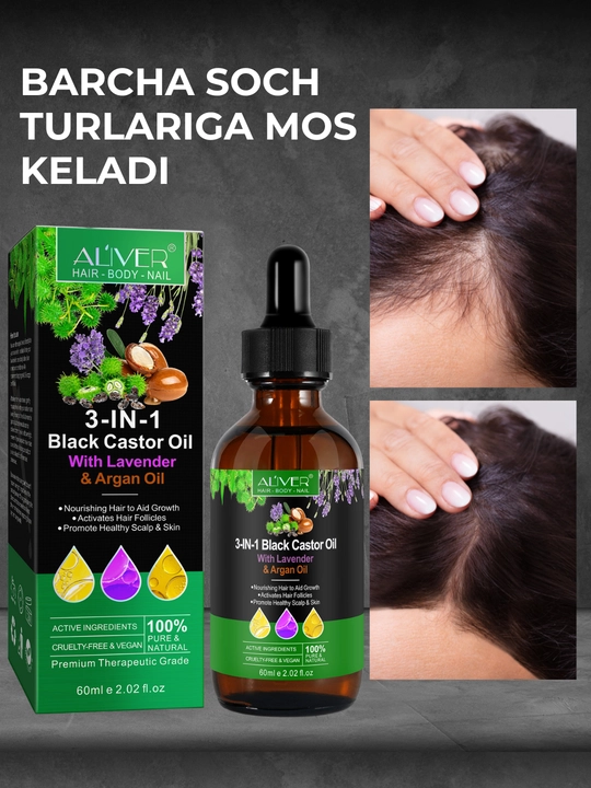 Soch, soqol, tirnoq, teri, kipriklar, o‘sish uchun rozmarin moyi, 17 xil, 60 ml