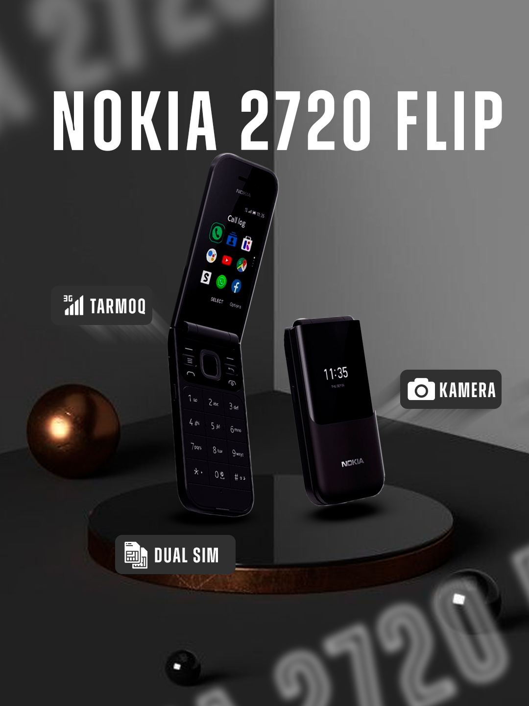 Кнопочный телефон Nokia 2720 Flip, Dual Sim, 3G, с камерой купить по ...
