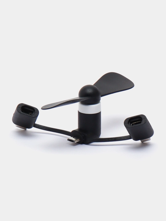 Portativ mini ventilyator, universal, "USB, Type-C, Micro, Lightining", 3 tasi 1 da