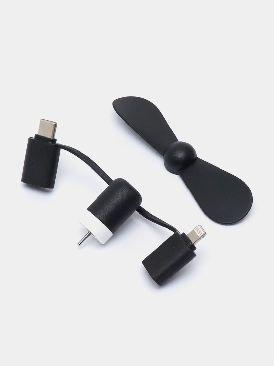 Портативный мини-вентилятор, универсальный, USB, Type-C, Micro, Lightning, 3 в 1 - 