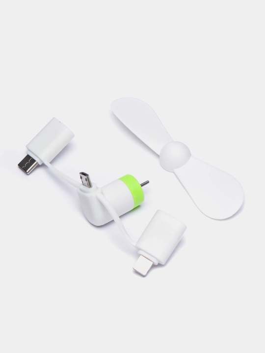 Портативный мини-вентилятор, универсальный, USB, Type-C, Micro, Lightning, 3 в 1