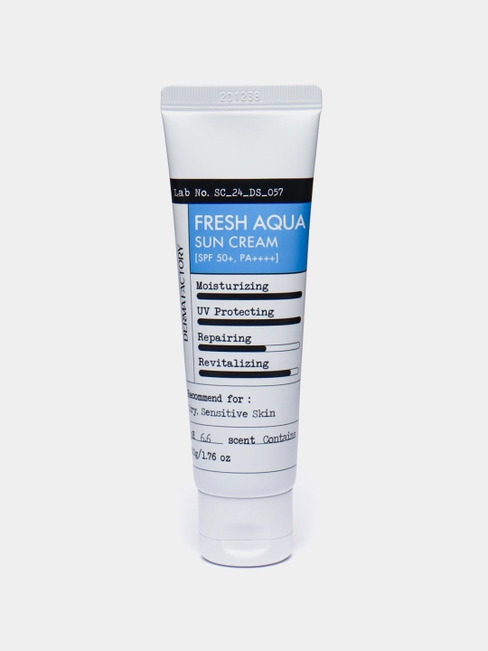 Namlik beruvchi SPF krem oq izlarsiz va yopishqoq emas Derma Factory Fresh Aqua Sun Cream