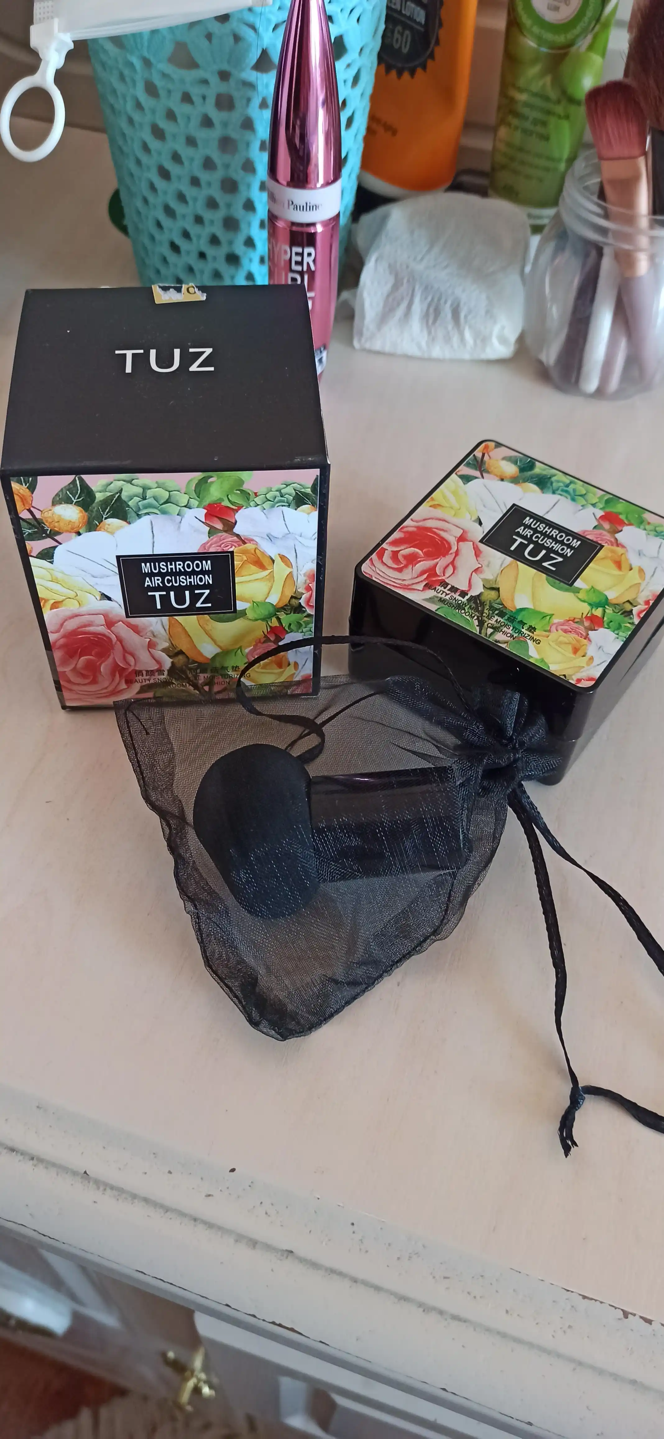 Пудра-кушон для лица Tuz Mushroom Air Cushion, увлажняющая, тональный ВВ крем, 15 г