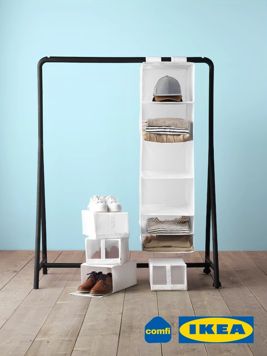 IKEA органайзер с 6 отделениями SKUBB, подвесной, для хранения, белый/серый, 35x45x125 см
