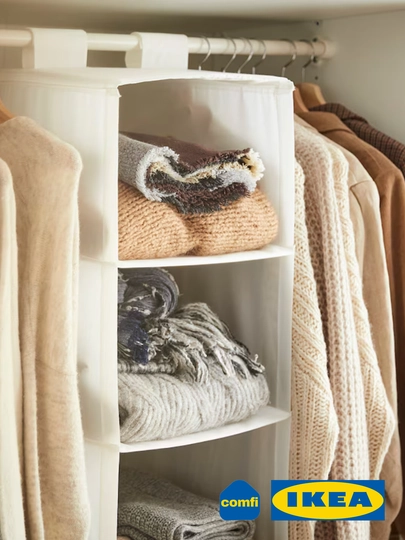 IKEA органайзер с 6 отделениями SKUBB, подвесной, для хранения, белый/серый, 35x45x125 см - 