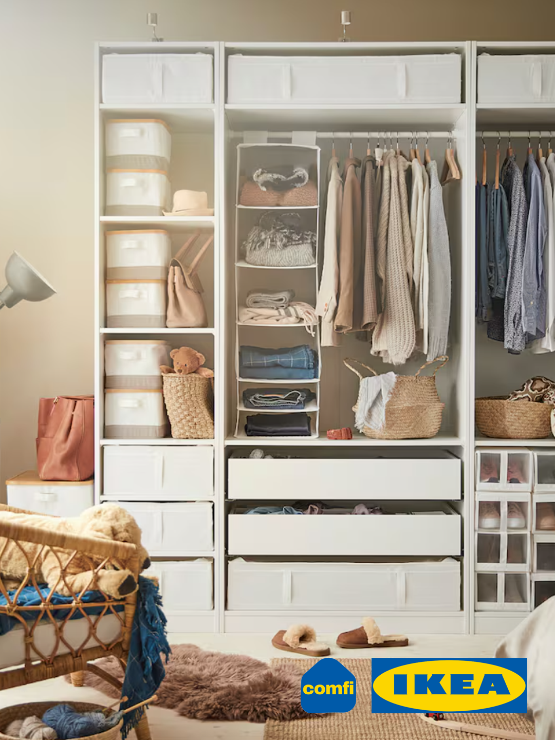 IKEA органайзер с 6 отделениями SKUBB, подвесной, для хранения, белый/серый, 35x45x125 см