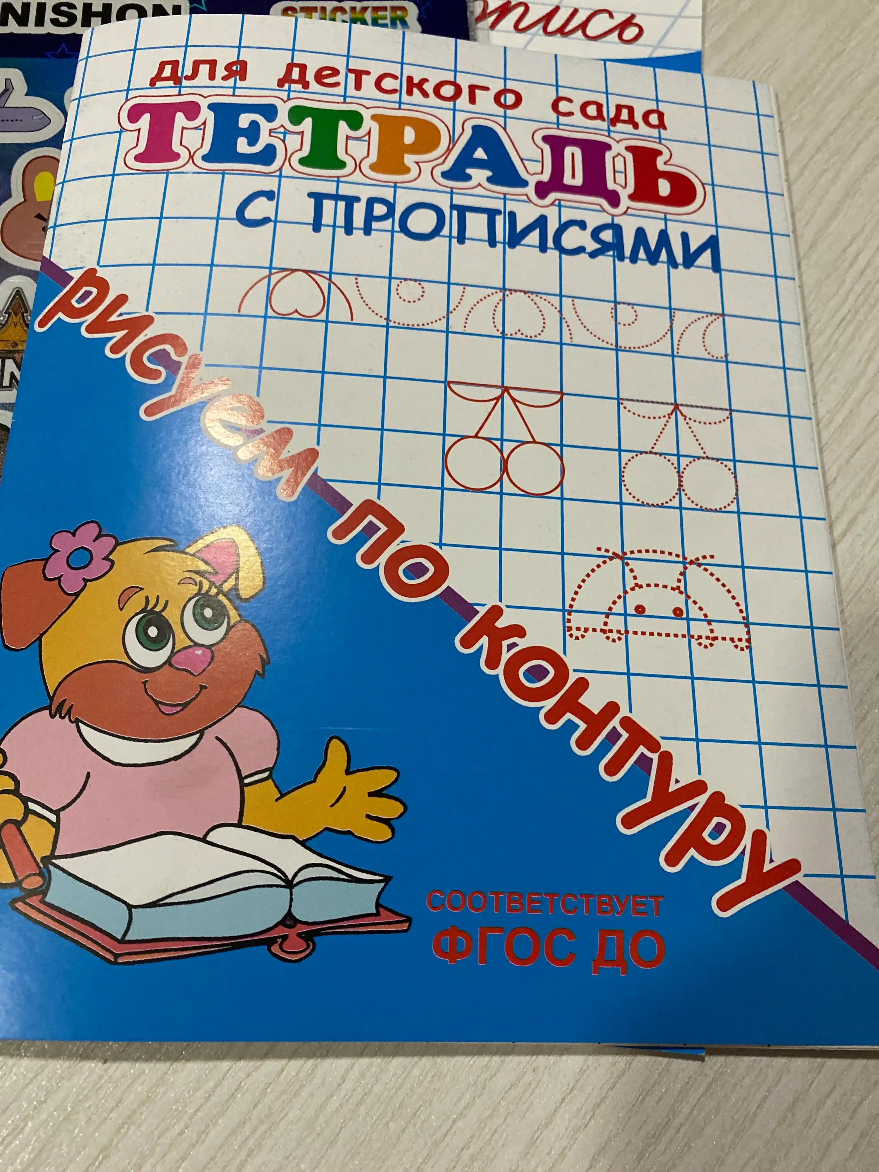 Набор из 5 штук. Тетрадь с прописями, рисуем по контуру