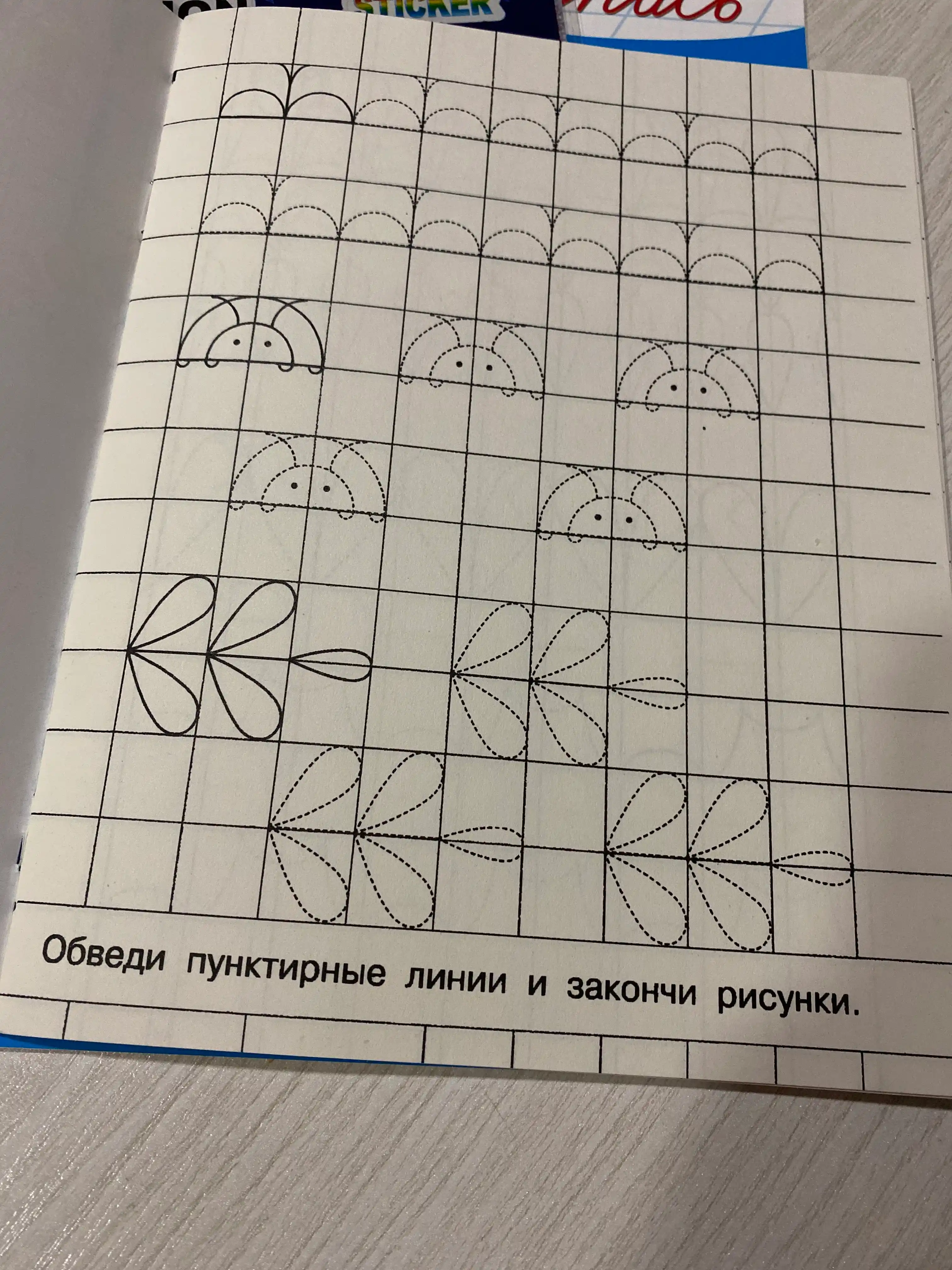 Набор из 5 штук. Тетрадь с прописями, рисуем по контуру
