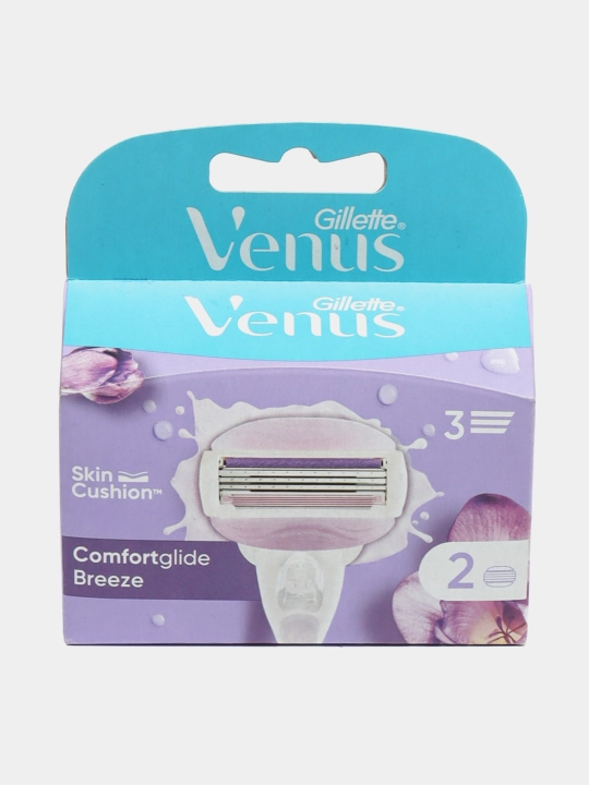 Сменные кассеты для бритвы Venus Breeze (cо встроенными полосками с гелем для бритья), 2 шт.