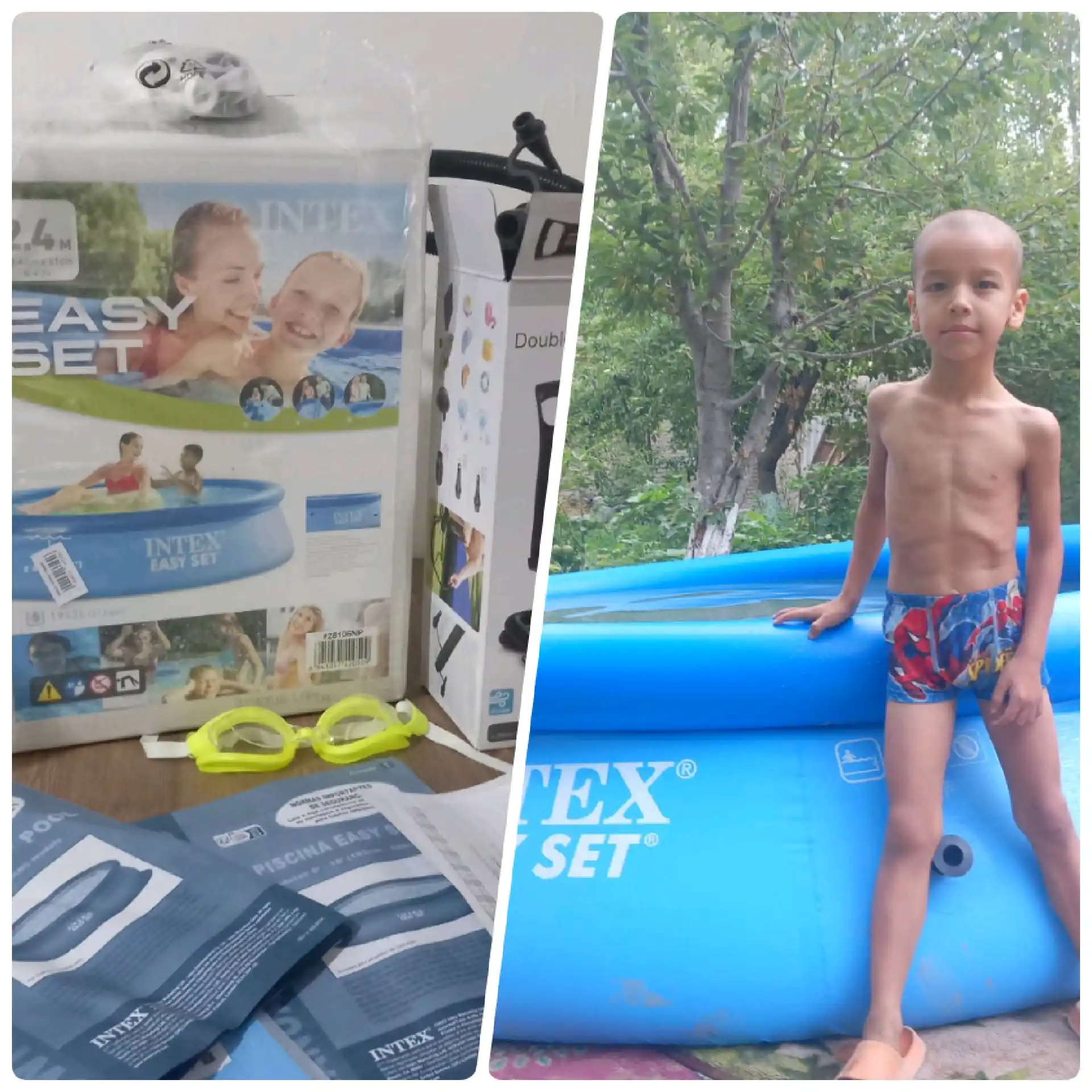 Надувной бассейн Easy Set, 305x76 см, 3853 литра, в комплекте: очки, клей и насос в подарок