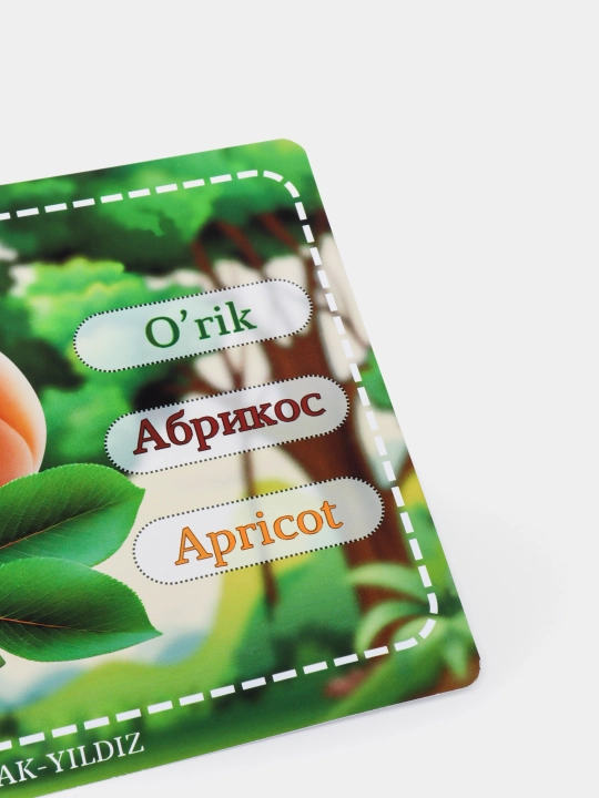 Развивающие карточки о животных, на русском, английском, узбекском языках