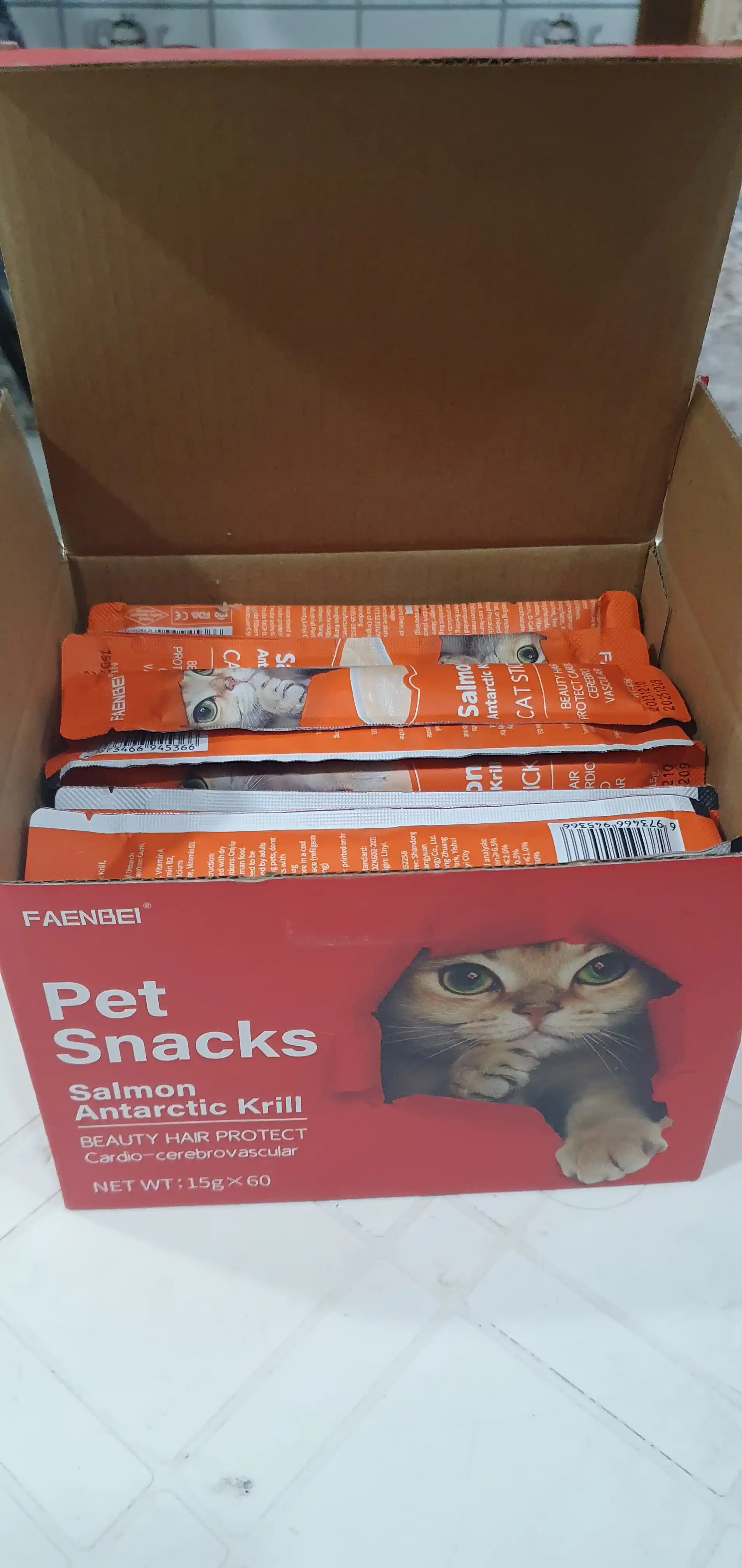 Shirinlik mushuklar uchun Pet Snacks, 60 dona korobkada