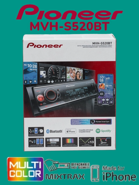 Автомагнитола Pioneer MVH-S520BT, с технологией Bluetooth