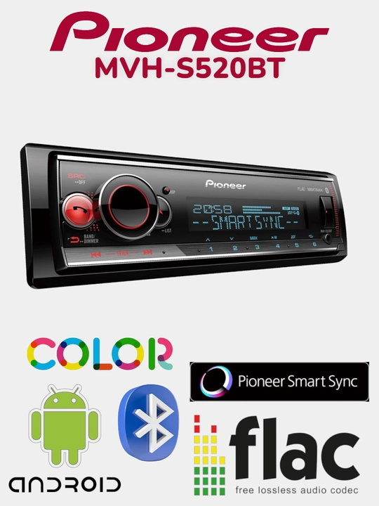Avtomagnitola Pioneer MVH-S520BT, Bluetooth texnologiyasi bilan - 