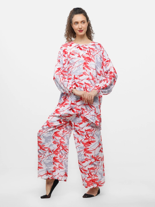 Ayollar kostyumi, oversize, tunika va shim, o‘lchami 46-52