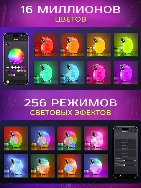 Aqlli yorug‘lik diodli RGB chiroq, tungi chiroq, simsiz quvvatlash va kolonka