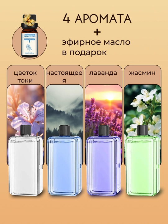 Ароматический диффузор, очиститель, увлажнитель воздуха в комплекте, 1 аппарат и ароматы