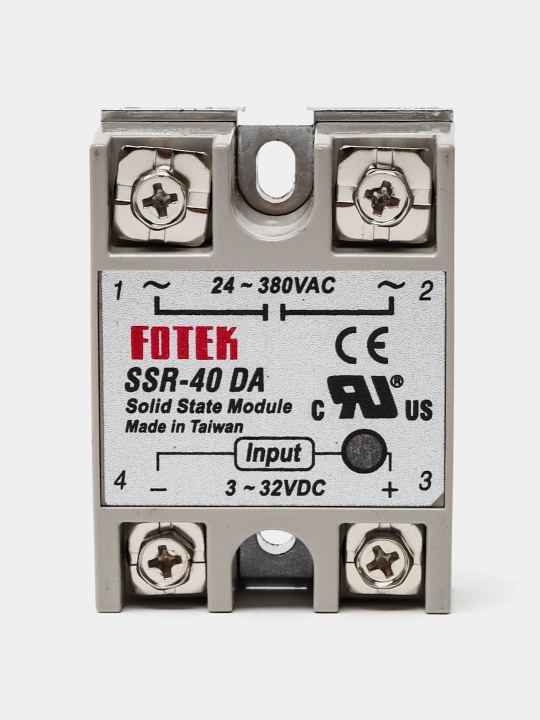 Модуль твердотельного реле 24V-380V SSR-40DA 40A 3-32V DC-AC