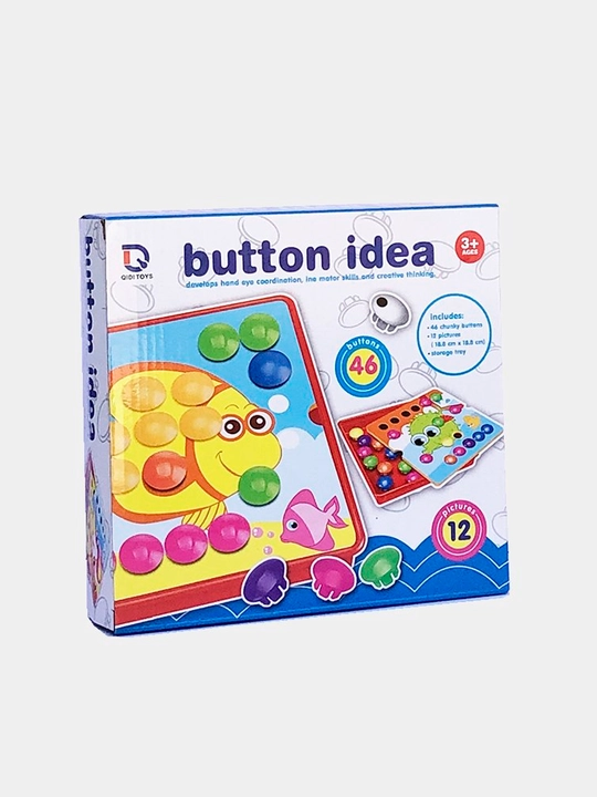 Мозаика с кнопками Button idea, 12 трафаретов