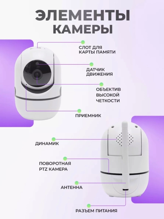 Умная поворотная IP камера, Full HD, Wi-Fi