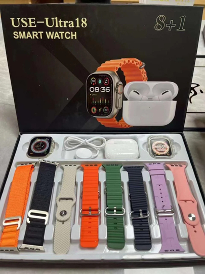 10 в одном, умные smart часы и наушники с 8 ремешками