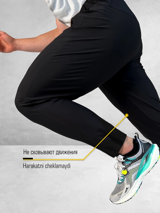 Erkaklar yupqa shimlari, sport, fitnes, yugurish uchun, qora, kichik o'lchamda 145-175 sm
