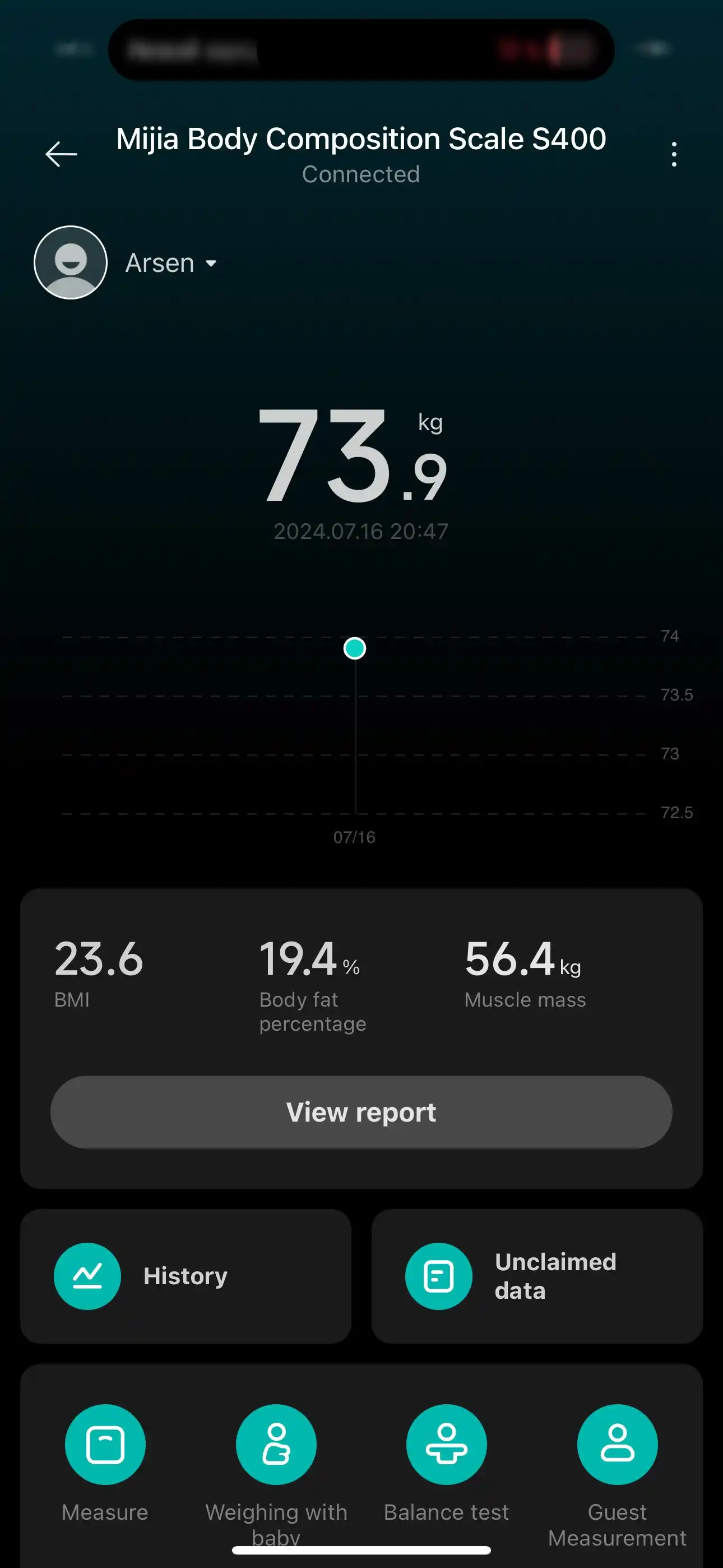 Xiaomi Mi Body Scale S400 aqlli pol tarozisi, tananing 25 ta parametrini tahlil qiladi