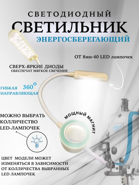 Magnit LED yoritish moslamasi vilkasi bilan podsvetka chiroq lampa svet tikuv tikish uchun