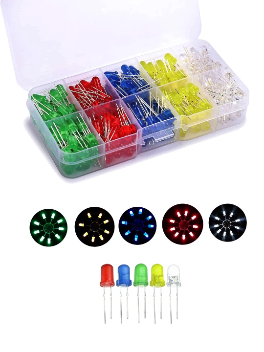 LED to'plami, 500 dona, 5 rang 100 donadan 5MM svetodiod - 