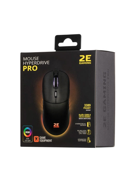 Simli oyin sichqonchasi 2E Gaming HyperDrive Pro RGB, ikki korpusli (2E-MGHDPR-BK)