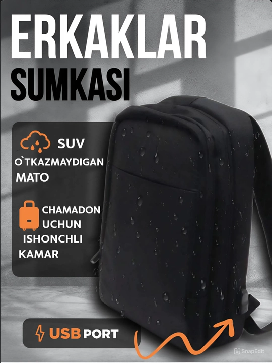 Universal erkaklar sumkasi, ryukzak - 