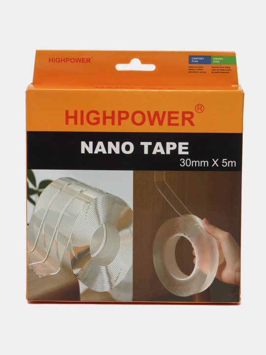 Клейкая лента, двусторонняя, прозрачная, 5 м, "Nano Tape" - 