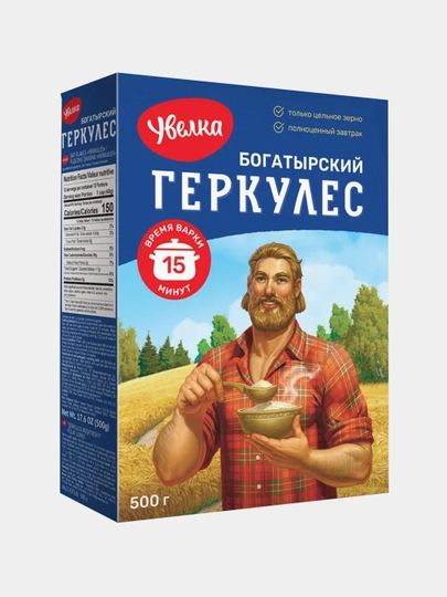 Хлопья овсяные Увелка, Геркулес богатырский семейный, 0.5 * 6 — SIMBA-P118E06