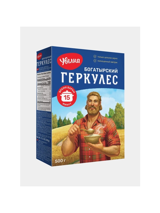 Хлопья овсяные Увелка, Геркулес богатырский семейный, 0.5 * 6 - 