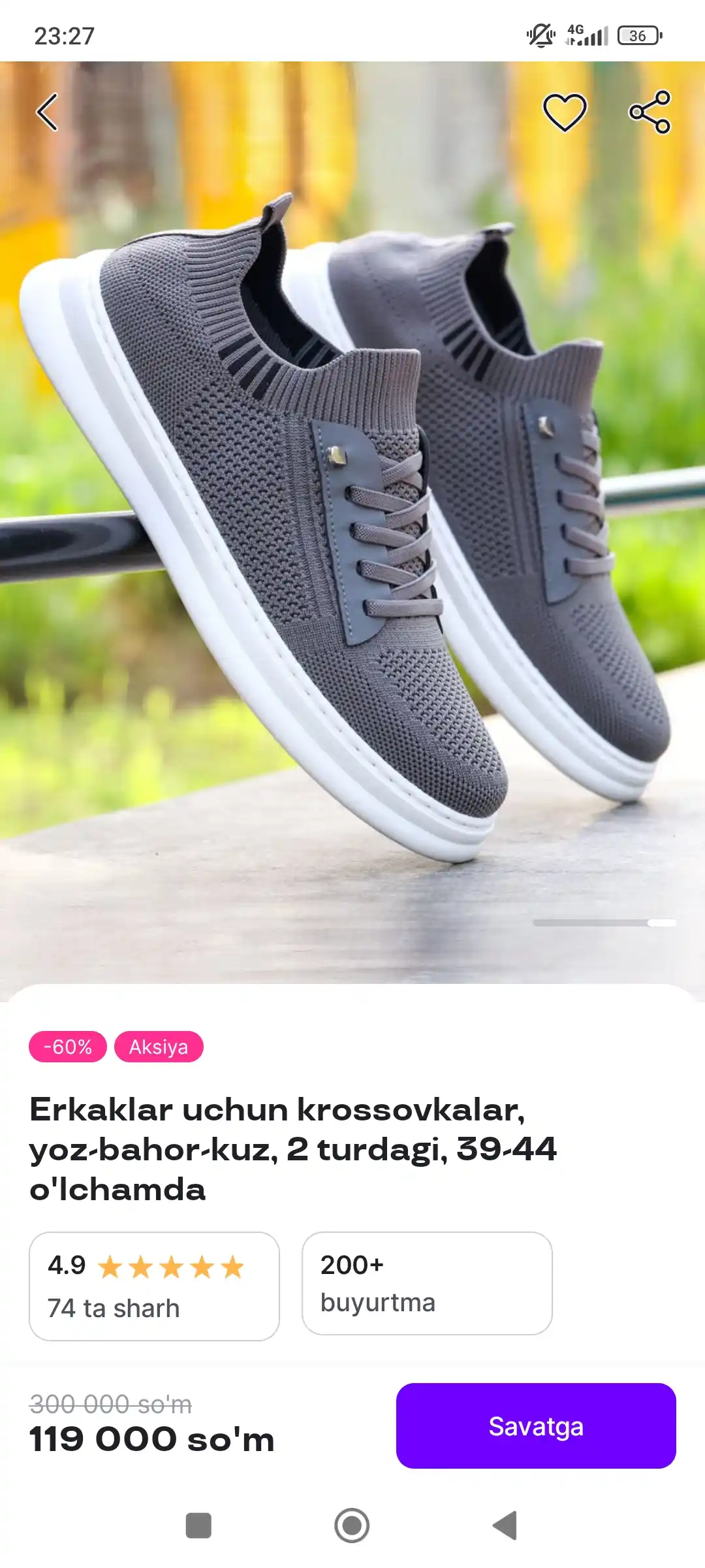 To'rli krossovkalar, erkaklar uchun, bahor, yoz, kuz uchun