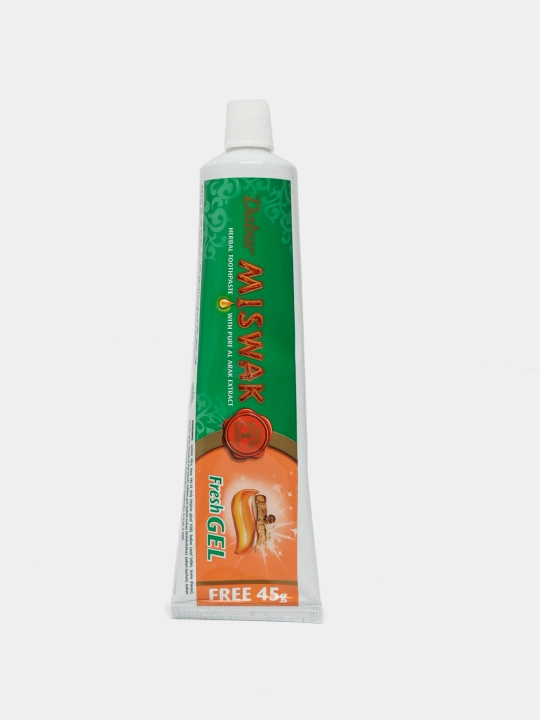 Tish pastasi gel Dabur Miswak Fresh, misvak bilan, oqartirish, ftoridsiz, halol, 60-150 gr