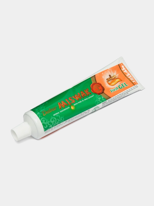 Tish pastasi gel Dabur Miswak Fresh, misvak bilan, oqartirish, ftoridsiz, halol, 60-150 gr