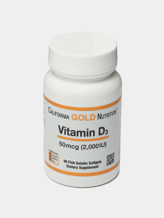 Витамин D3 California Gold Nutrition, 50 мкг 2000 IU МЕ, 90 капсул