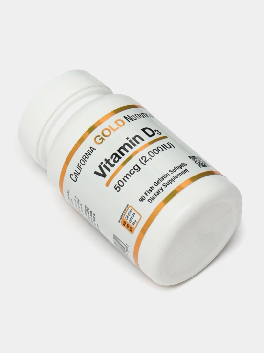 Витамин D3 California Gold Nutrition, 50 мкг 2000 IU МЕ, 90 капсул