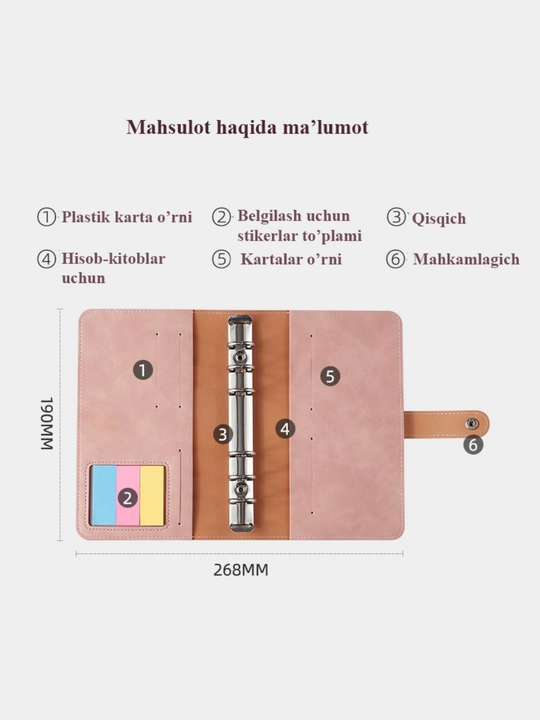 Pul yig'ish, rejalash uchun planner, budjet planner, A6