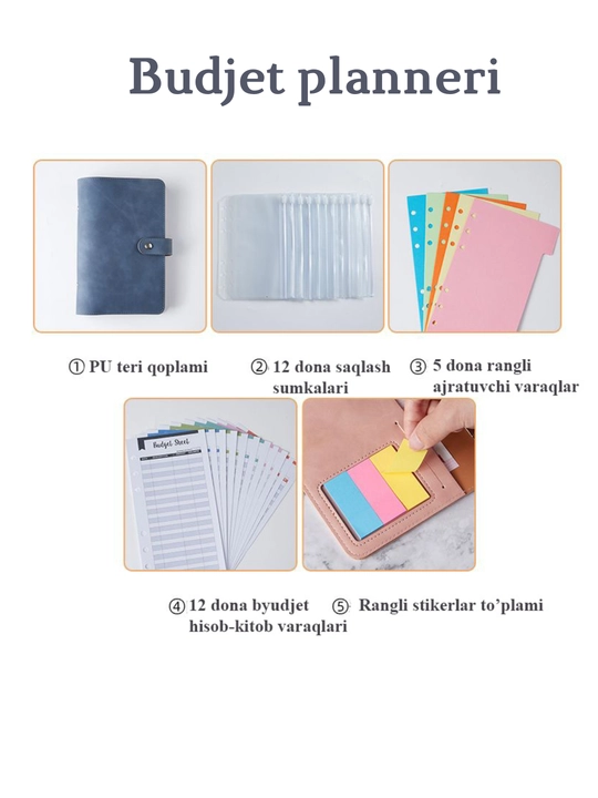 Pul yig'ish, rejalash uchun planner, budjet planner, A6