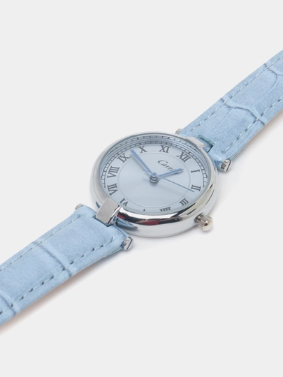 Часы наручные кварцевые "Cartier" для женщин, с коробкой — LWATCHS-0000008-ГОЛУБ