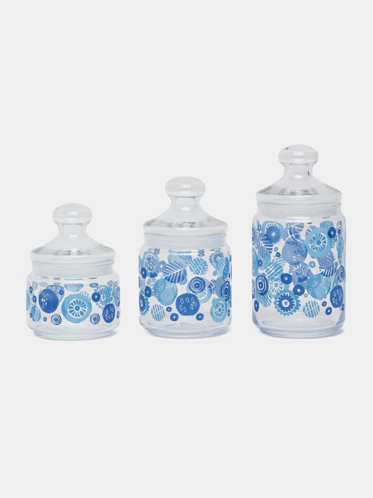 Sochiluvchan moddalarni saqlash uchun Luminarc shisha bankalar to‘plami,500ml/750ml/1000ml